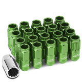 Acorn Style Aluminum Lug Nuts M12 x 1.25 Green 16pcs + 4 Locks