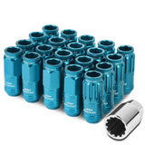 M12 x 1.25 Acorn Style Lug Nuts 50mm Tall Light Blue Aluminum 16pcs