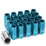 M12 x 1.25 Acorn Style Lug Nuts 50mm Tall Light Blue Aluminum 16pcs