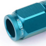 M12 x 1.25 Acorn Style Lug Nuts 50mm Tall Light Blue Aluminum 16pcs