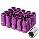 M12 x 1.25 Acorn Style Lug Nuts Set - Purple Aluminum 16pc + 4 Locks