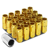 Aluminum Acorn Lug Nuts M12x1.5 50mm 21mm OD 16pcs + 4 Locks Gold