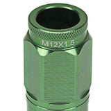 M12 x 1.5 Acorn Style Lug Nuts Set with Locks - Aluminum Green