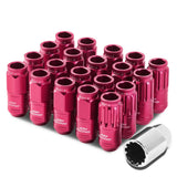 Acorn Style Aluminum Lug Nuts M12x1.5 50mm Pink 16pc + 4 Locks