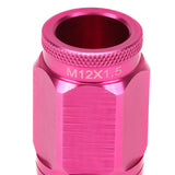 Acorn Style Aluminum Lug Nuts M12x1.5 50mm Pink 16pc + 4 Locks