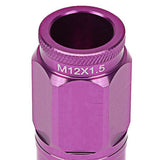 M12 x 1.5 Acorn Style Aluminum Lug Nuts 50mm Purple 16pc + 4 Locks