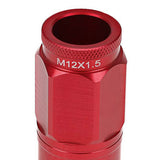 M12 x 1.5 Acorn Style Aluminum Lug Nuts 16PC Set w/ Locks Red