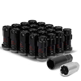 M12 x 1.25 Aluminum Lug Nuts 16pc + 4 Locks Black Closed End
