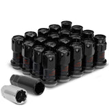 M12 x 1.25 Aluminum Lug Nuts 16pc + 4 Locks Black Closed End