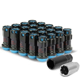 M12 x 1.25 Aluminum Lug Nuts Set - Lock Style 16pc + 4 Locks Black/Blue