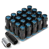 M12 x 1.25 Aluminum Lug Nuts Set - Lock Style 16pc + 4 Locks Black/Blue