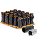 M12 x 1.25 Aluminum Lug Nuts 16pc Set with 4 Locks - Black/Orange
