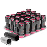 M12 x 1.25 Aluminum Lug Nuts Lock Nut Style 16pcs + 4 Locks Black Pink