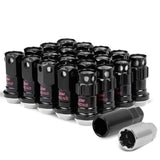 M12 x 1.25 Aluminum Lug Nuts Lock Set 16 Pcs + 4 Locks Black/Silver