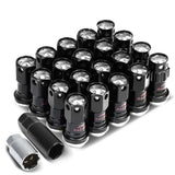 M12 x 1.25 Aluminum Lug Nuts Lock Set 16 Pcs + 4 Locks Black/Silver
