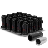 M12 x 1.5 Aluminum Lug Nuts with Locks 16pc Set - Black