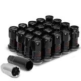 M12 x 1.5 Aluminum Lug Nuts with Locks 16pc Set - Black