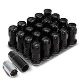 M12 x 1.5 Aluminum Lug Nuts with Locks 16pc Set - Black