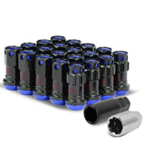 M12 x 1.5 Aluminum Lug Nuts 16pc Set with Locks - Black/Blue