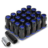 M12 x 1.5 Aluminum Lug Nuts 16pc Set with Locks - Black/Blue