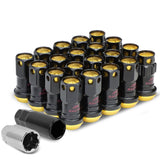 Aluminum Lug Nuts M12x1.5 Lock Style 20pc Set Black/Gold