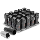 Aluminum Lug Nuts M12x1.5 Lock Style 16pcs + 4 Locks Black