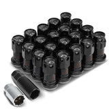 Aluminum Lug Nuts M12x1.5 Lock Style 16pcs + 4 Locks Black