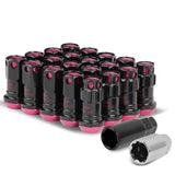 M12 x 1.5 Aluminum Lug Nuts Lock Style 16pc Set Black Pink