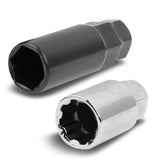 M12x1.5 Aluminum Lug Nuts 45mm Closed End 16pc + 4 Locks Black Silver