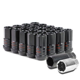 Steel Lug Nuts M12x1.5 Acorn Extended 16pcs + 4 Locks Black