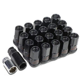Steel Lug Nuts M12x1.5 Acorn Extended 16pcs + 4 Locks Black