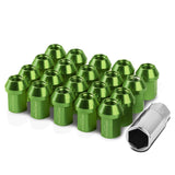 Acorn Style Lug Nuts M12 x 1.5 Green Aluminum 20pc Set