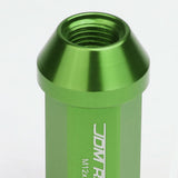 M12 x 1.25 Extended Acorn Lug Nuts 50mm Green Aluminum 20pc