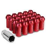 M12 x 1.25 Extended Acorn Lug Nuts 20pc Set - Aluminum Red