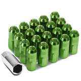 M12 x 1.25 Extended Closed End Lug Nuts 20pc Set Aluminum Green