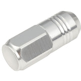 M12 x 1.25 Aluminum Lug Nuts - Grooved Shank Extended 50mm 20pc Silver