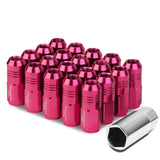 M12 x 1.5 Extended Closed End Lug Nuts 50mm Pink Aluminum 20pc Set