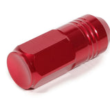 M12x1.5 Aluminum Grooved Shank Lug Nuts - Extended Closed End Red