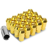 M12x1.25 Aluminum Lug Nuts - Acorn Knurled Extended Style - Gold 20pc