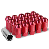 M12x1.25 Extended Acorn Knurled Lug Nuts 44mm Aluminum Red 20pc
