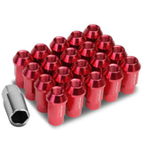 M12x1.25 Extended Acorn Knurled Lug Nuts 44mm Aluminum Red 20pc