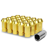M12x1.5 Aluminum Lug Nuts - Acorn Knurled Extended Open End 20pc Gold
