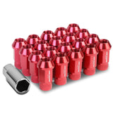 M12x1.5 Aluminum Lug Nuts - Extended Acorn Knurled 44mm - 20pc Red