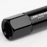 M12 x 1.25 Extended Rib Shank Lug Nuts 20pc Set Black Aluminum