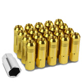M12 x 1.25 Extended Aluminum Lug Nuts 20pc Set w/ Adapter - Gold