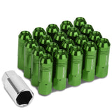 M12 X 1.25 Extended Aluminum Lug Nuts - Green 20pc Set