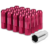 M12 x 1.25 Extended Aluminum Lug Nuts 60mm Pink 20pc Set