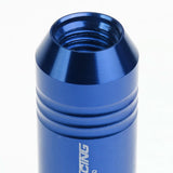 M12 x 1.5 Extended Rib Shank Lug Nuts 60mm Blue Aluminum 20pc Set