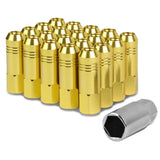 Universal M12 x 1.5 Extended Lug Nuts 60mm Rib Shank 20pc Set Aluminum