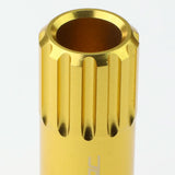 M12 x 1.25 Extended Open End Lug Nuts with Locks - Aluminum Gold